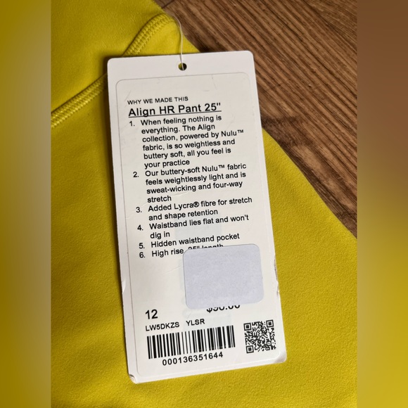Lululemon Align HR 25” yellow legging pant size 12 - Picture 4 of 5
